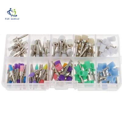 FULL MEDICAL Mixed Color Nylon Latch Flat Dental Polishing Prophy Brushes Cups  Kit Assorted Prophy Brushes 100PCS