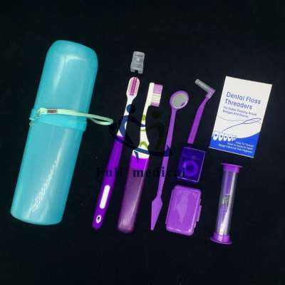 Dental Orthodontic Oral Care Cleaning Toothbrush Kit with Plastic Box